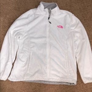 North Face fuzzy white jacket